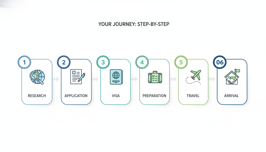 Step-by-step visual guide for becoming an exchange student