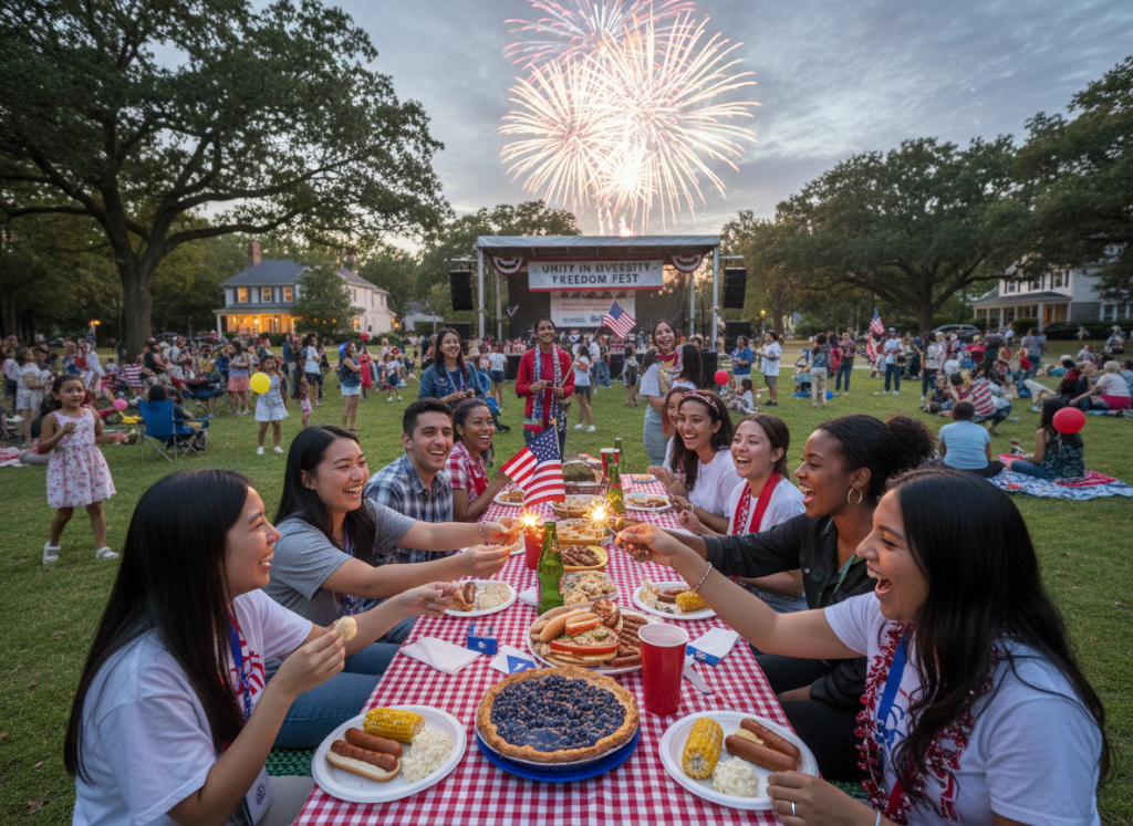 Students participating in American cultural activities