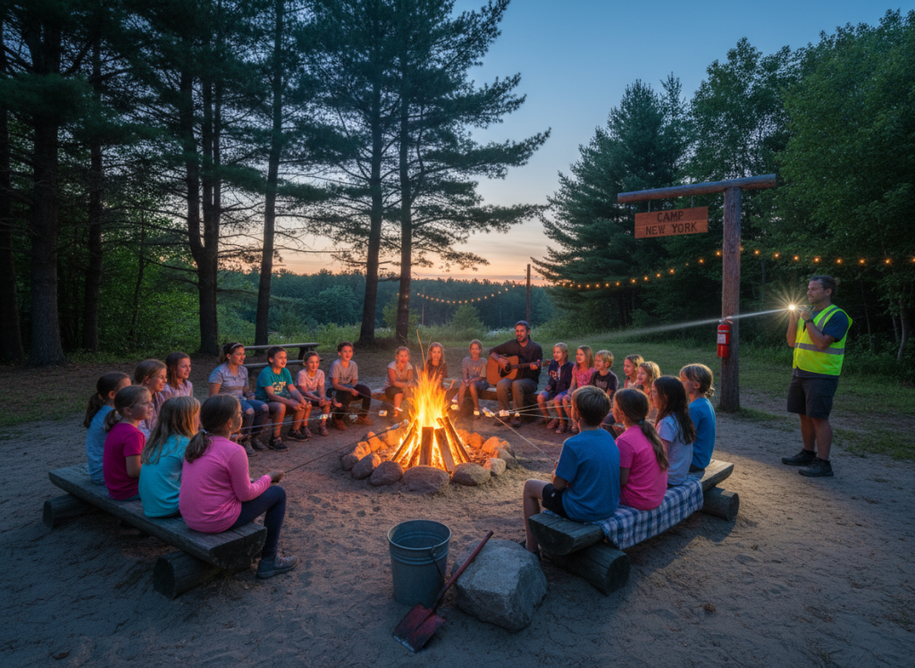 camp new york evening activities campfire counselor supervision