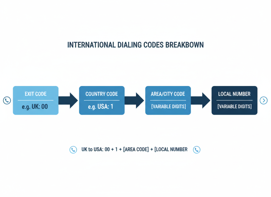 country code exit code dialing format illustration