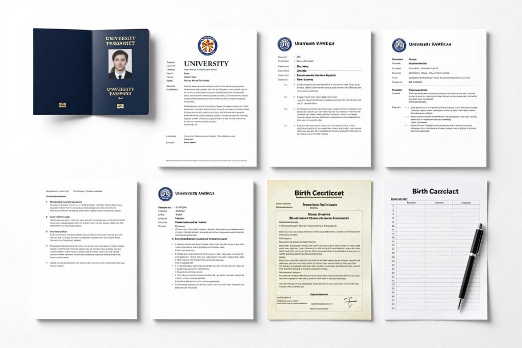 essential documents for work visa application laid out professionally