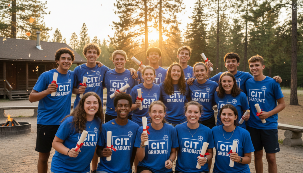successful camp counselor in training graduates celebrating program completion