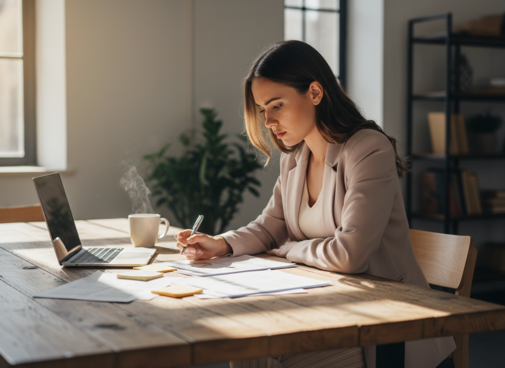 young professional checking list evaluating work experience options