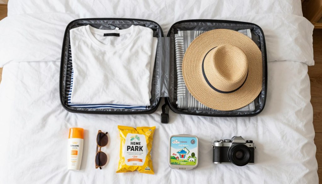 What to Pack for an Orlando Summer Vacation essentials laid out on bed