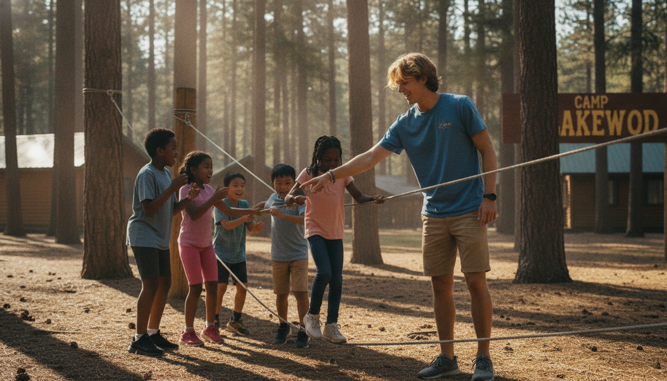 Top ten reasons to be a summer camp counsellor: leading campers in an outdoor activity