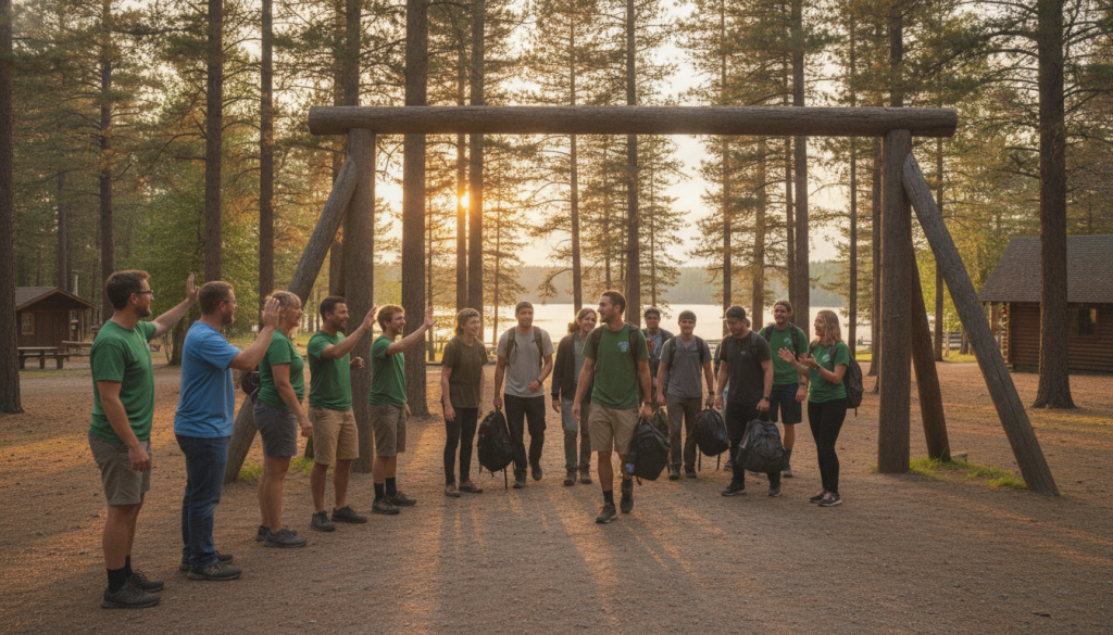camp staff welcoming new summer camp counsellors camp staff welcoming new summer camp counsellors