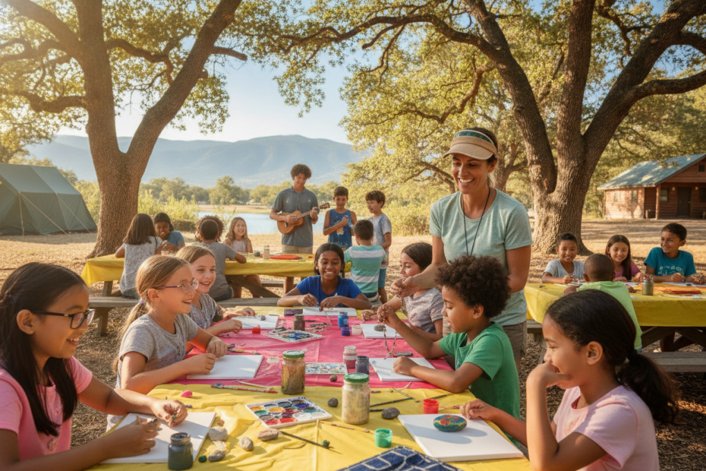 children enjoying a safe summer camp outdoor activity children enjoying a safe summer camp outdoor activity