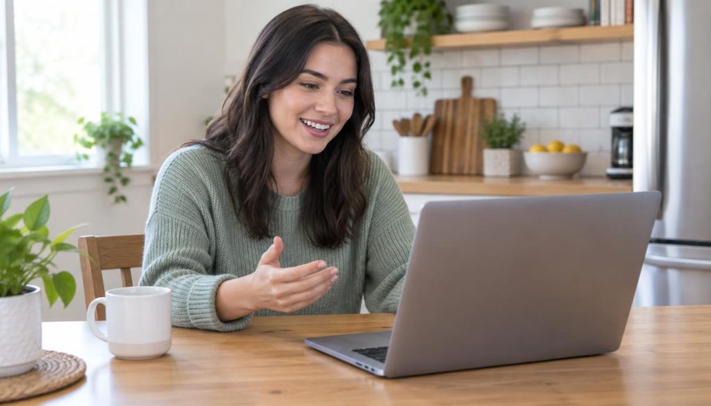 Candidate attending a virtual summer camp job fair from home